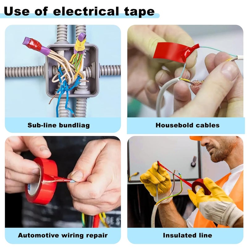 Romeda 9 Pack Electrical Tapes, Electrical Tape Water, Sun, and Oil Resistant, Electrical Tape is Suitable for Most Domestic, Commercial, and Industrial environments - Red - Image 4